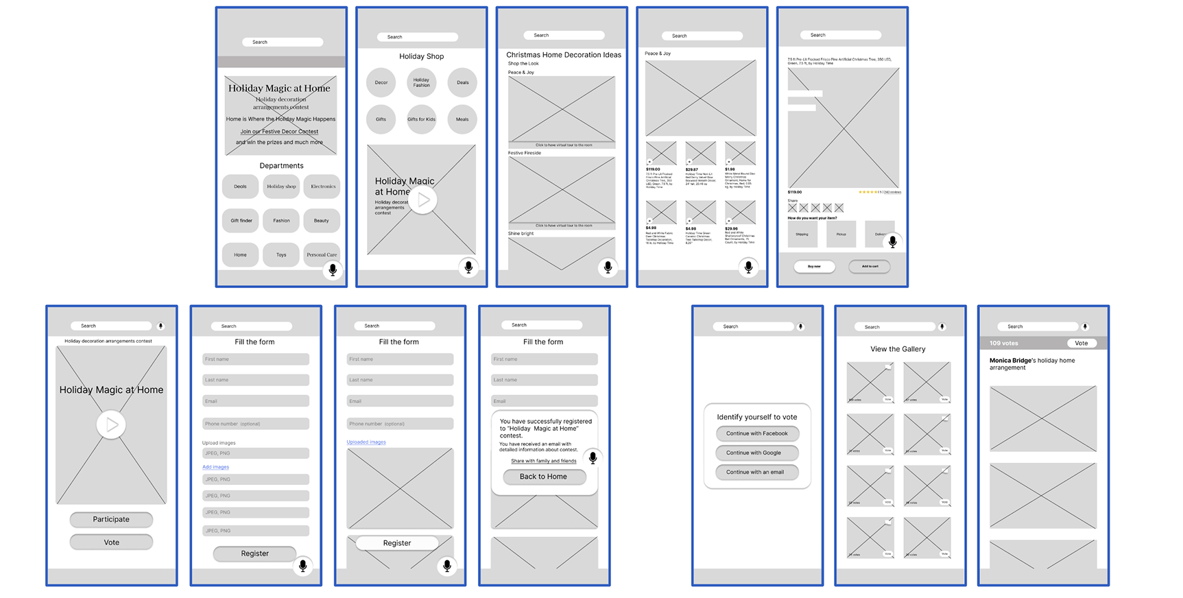 Walmart App Wireframes